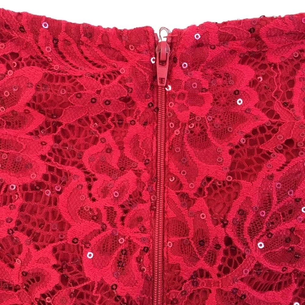 My Michelle Red Lace Sequin Crop Top 11